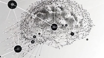 Poster - Interconnected Mind: A conceptual representation of the human brain, illustrating complex neural networks and thought processes