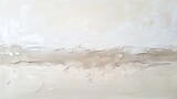 Neutral beige and white abstract oil painting with visible brushstrokes and palette knife textures, creating a blurred landscape effect