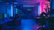 © Koplexs-Stock - An office space is illuminated with blue and purple lighting