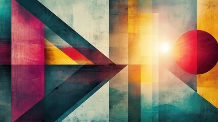 Poster - Large geometric elements with soft, grainy fades in vibrant retro colors