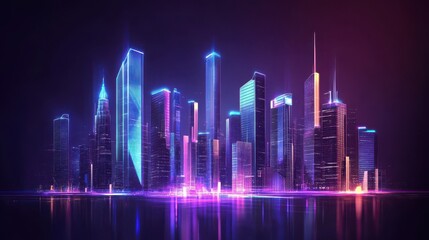 Poster - Futuristic user interface with a hologram of the city. Game interfaces graphical technical control. design elements digital holographic city buildings and. information display