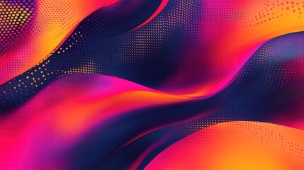 Poster - Abstract colorful wavy shapes and dots background