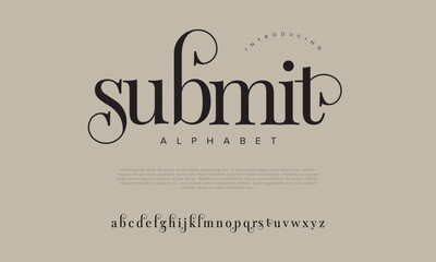 Poster - Submit Elegant Font Uppercase Lowercase And Number. Classic Lettering Minimal Fashion Designs. Typography modern serif fonts regular decorative vintage concept. vector illustration