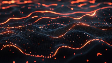 Poster - Social network connection concept with glowing contour lines countries and dots on dark background. 3D rendering
