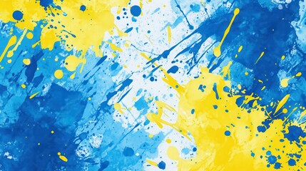 Poster - abstract watercolor background with splashes of yellow and blue paint illustration