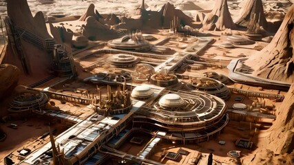 Wall Mural - future mars base or scientific facility. mars colonization concept.