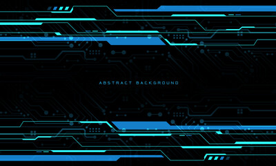 Poster - Abstract blue neon cyber circuit digital geometric on black design modern futuristic technology creative background vector