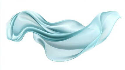 Poster - A flat vector illustration of a flowing ribbon in the wind, smooth wavy lines, soft blue fabric with subtle shading, abstract wind lines curving around the ribbon. White background