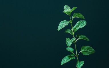 Poster - Pixelated Green Plant With Dark Green Background