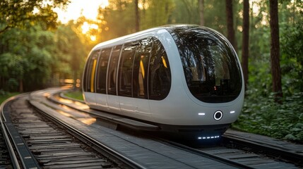 Poster - Powerful train traveling along tracks highlighting urban mobility and efficient transportation systems in modern cities