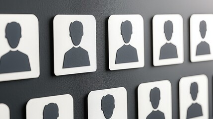 Poster - Wall featuring a collage of diverse faces representing communication networks and human connections in society