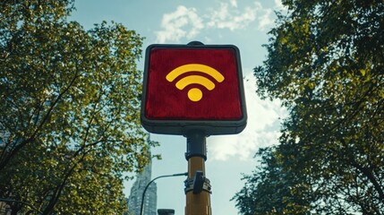 Poster - Unique traffic light featuring a wick element highlighting the intersection of technology and urban infrastructure