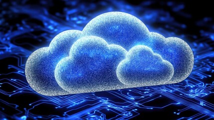 Poster - Cloud representing advanced ai-powered security solutions integrated with modern circuit technology for cyber protection