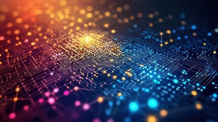 Poster - Circuit board with colorful lights symbolizing the importance of ai-powered cybersecurity compliance in technology systems