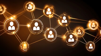 Poster - Network of people representing community connectivity and the impact of ai-powered network visibility in modern society