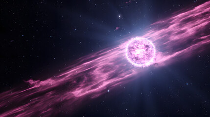 Poster - An enchanting pink nebula illuminating the night sky with its colorful gas clouds and celestial beauty in an expansive universe.
