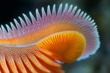 Poster - Vibrant close-up view of a colorful marine creature showcasing intricate textures and patterns in an underwater habitat