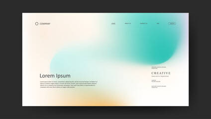 Fototapete - Abstract wave futuristic design of landing page. retro gradient mesh dark concept website design	
