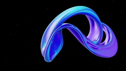 Poster - Abstract blue and purple fluid shape on black background, digital art concept