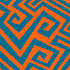 Aufkleber - Minimalist background with abstract geometric and curly lines. Simple Aztec ornament