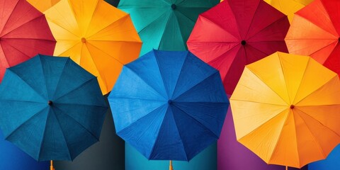Poster - A vibrant collection of colorful umbrellas arranged in a visually appealing pattern against a contrasting background.