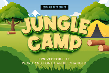 Poster - Jungle camp 3d editable vector text effect