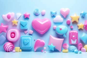 Aufkleber - Colorful and playful shapes create a whimsical backdrop perfect for creative projects or social media content