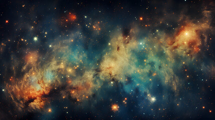 Poster - breathtaking nebula displaying ethereal colors in the sky with wispy dust clouds and gas formations 