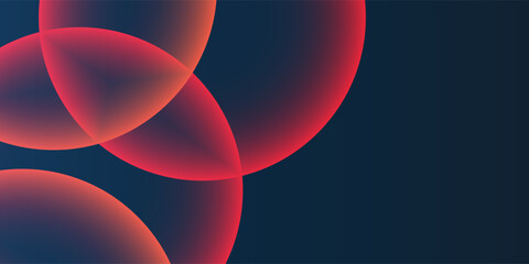 Poster - Dark Background, Header or Banner Design with Large Red and Purple Overlaying Globes, Bubbles Pattern - Multi Purpose Creative Wide Scale Template for Web with Copyspace in Editable Vector Format