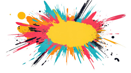 Poster - Colorful paint splatter on transparent background creating vibrant design