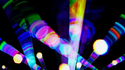 Poster - Vibrant neon lights against dark backdrop, abstract light pattern. Futuristic design