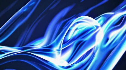 Aufkleber - Abstract blue and white light waves on dark background, digital art concept