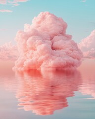 Poster - Ethereal Cloud Meditation Pastel Surreal Dreamscape for Mindfulness Marketing, Digital Wellness Content and Aesthetic Self-Care Visualization