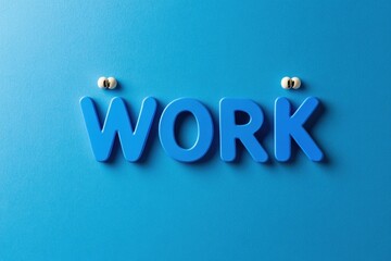 Aufkleber - Immersive Digital Workspace Typography Minimalist Blue WORK - Innovative Remote Collaboration Visual for Tech-Forward Professionals