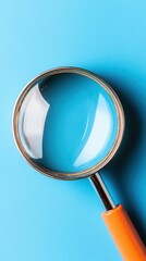 Poster - Minimalist Research Tool High-Contrast Magnifying Glass on Vibrant Blue - Digital Investigative Tech for Knowledge Seekers and Content Creators