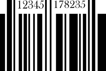 Poster - Bar code icon for shop product price tag. Universal product scan code with numbers. Business concept barcode pictogram suitable for apps and website UI designs isolated on transparent background.