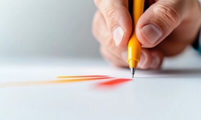Poster - Precision Design Sketching Minimalist Creative Process Capturing Ergonomic Mechanical Pencil Drawing Dynamic Color Gradient on Pristine White Surface
