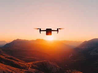 Fototapete - Sunset Logistics Revolution AI-Powered Drone Delivery Transforming Rural Connectivity with Advanced Last-Mile Transportation Solutions