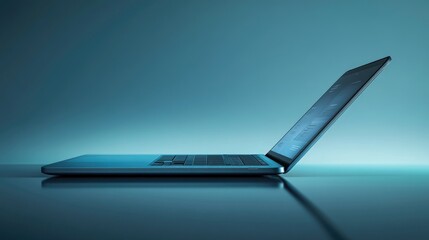 Poster - A person's laptop computer sitting on a table with no one around, great for depicting digital life or remote work