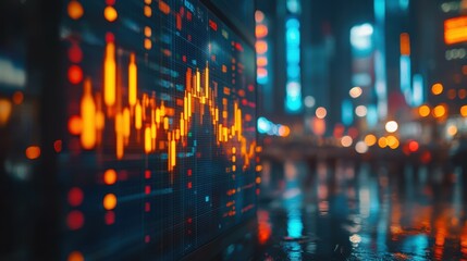 Poster - Financial Analysis with Graphs and Charts in Urban Night Setting