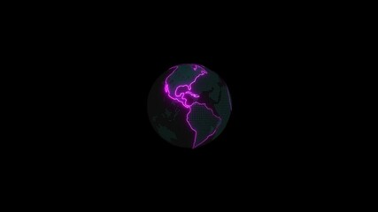 Poster - Glowing futuristic digital planet Earth hologram rotating with global network connections and tech concept animation.