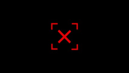 Poster - Red Cross mark in square frame animation, featuring crossed lines and denial concept in monochrome style.