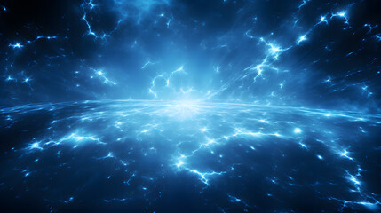 Poster - Blue explosion in a cosmic scene illustrating magnetic reconnection and the dynamic forces of nature in the great universe beyond our world.