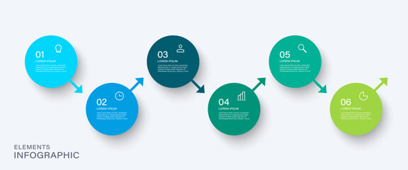 Poster - infographic 6 steps with arrows and icons