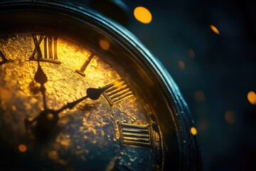 Poster - A clock with Roman numerals on the face, suitable for use in historical or vintage-themed settings
