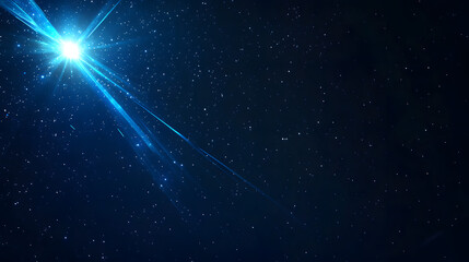 Wall Mural - Blue light speed background with starry sky, blue and white lines of space travel in the middle of the screen and black background. Space background.