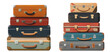 © TravelsPNG - vintage suitcases stack illustration on transparent background