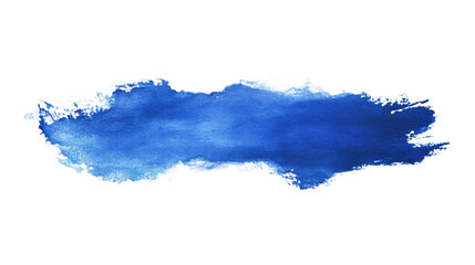 Poster - Blue watercolor stain creating abstract shapes on transparent background