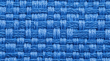 Poster - A close-up view of a blue woven textile, showcasing intricate patterns and textures in a vibrant, visually appealing design, Denim Texture woven  seamless.