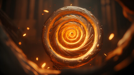 Poster - Swirling liquid patterns representing migration of particles in space visualized through dynamic flow and movement in a vivid display.